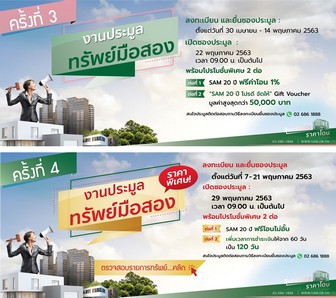 SAM ช่วยลูกค้าฝ่าวิกฤต หยิบทรัพย์ 40 ชิ้นงามปรับลดราคาสูงสุดถึงเกือบ 30% พร้อมนำออกประมูล 2 สัปดาห์สุดท้ายปลายเดือนนี้ แถมโปรโมชั่นสุดคุ้ม 2 ต่อ ผู้สนใจและนักลงทุนห้ามพลาด!