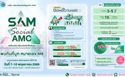 SAM ชูโครงการ “ปิดหนี้ไว ไปต่อได้” ร่วมงาน Money Expo Bangkok 2026 ยกโซลูชันแก้หนี้ครบวงจร ให้คนไทยเริ่มต้นใหม่ทางการเงินอย่างยั่งยืน พร้อมเปิดโอกาสลงทุนผ่านทรัพย์ NPA และมาตรการช่วยลูกหนี้ NPL